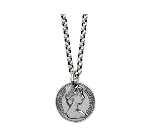 Men's sterling silver coin pendant & necklace - MOWTE