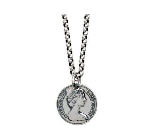 Men's sterling silver coin pendant & necklace