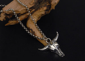 Men's fashion sterling silver ox-head pendant & necklace - MOWTE