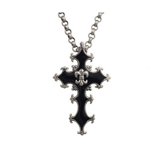Vintage sterling silver cross pendant & necklace