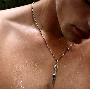 Men's vintage sterling silver vajry pestle pendant & necklace - MOWTE