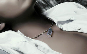 Men's elegant sterling silver crystal pendant & necklace - MOWTE
