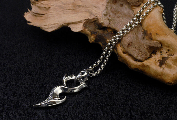 Men's fashion sterling silver angel wing pendant & necklace - MOWTE