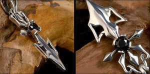 Unique sterling silver magic sword badge pendant & necklace - MOWTE