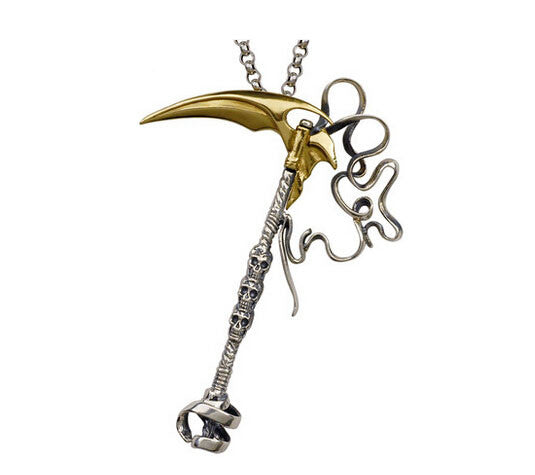 Men's unique sterling silver skeleton pendant & necklace