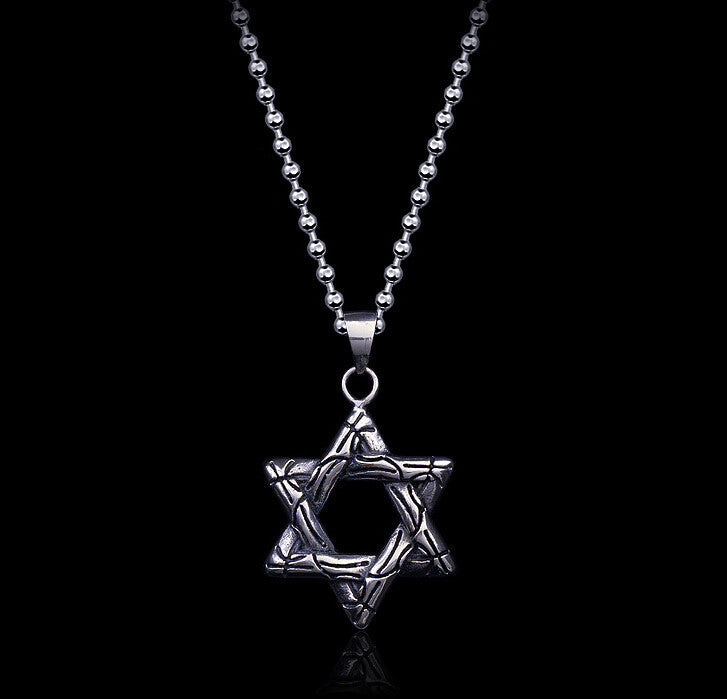 Men's fashion titanium steel hexagram never fade sweater necklace - MOWTE