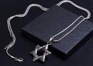 Men's fashion titanium steel hexagram never fade sweater necklace - MOWTE