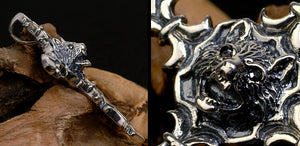 Men's unique sterling silver bat cross pendant & necklace - MOWTE