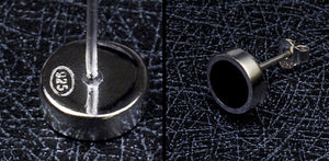 Men's fashion 925 sterling silver black stone earrings - MOWTE