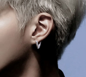 Men's fashion 925 sterling silver geometry earrings - MOWTE