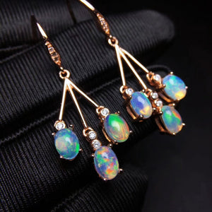 Opal sterlings silver dangle earrings - MOWTE