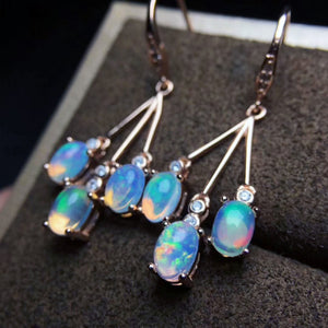 Opal sterlings silver dangle earrings - MOWTE