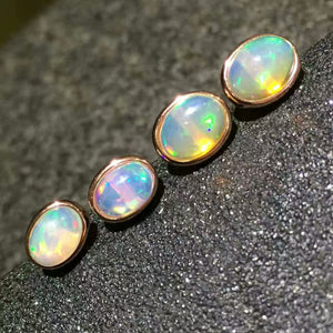 Classics natural opal studs sterling silver studs - MOWTE