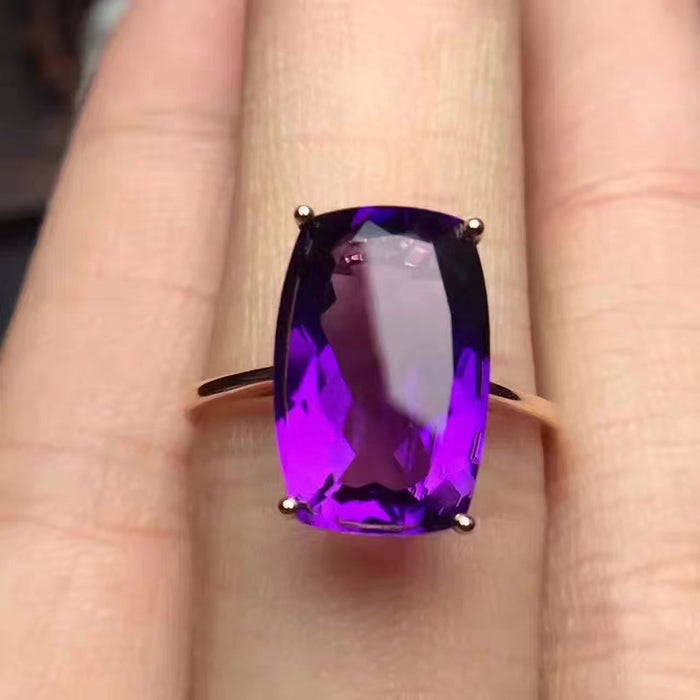 Natural amethyst sterling silver free size ring