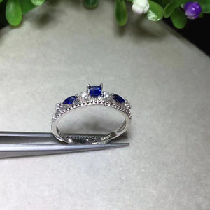 Sri Lanka sapphire sterling silver free size ring - MOWTE