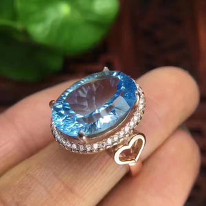 Natural topaz sterling silver free size ring - MOWTE