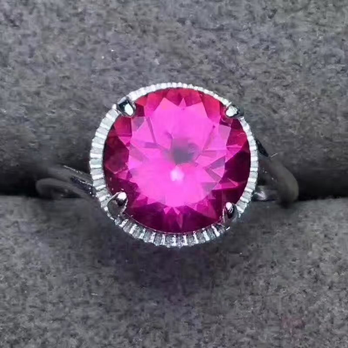 Pink topaz sterling silver free size ring