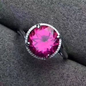 Pink topaz sterling silver free size ring - MOWTE