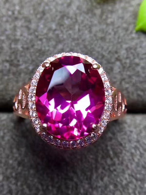 Pink topaz sterling silver free size ring - MOWTE