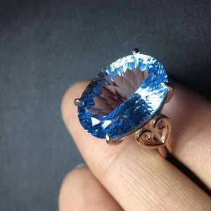 Natural topaz sterling silver free size ring - MOWTE