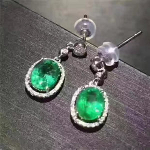 Emerald sterling silver earrings - MOWTE