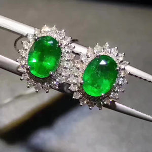Emerald sterling silver studs - MOWTE