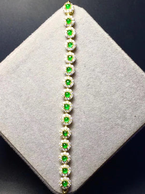 Genuine emerald sterling silver bracelet - MOWTE