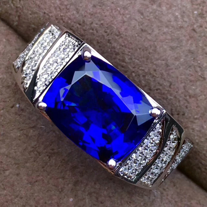 Genuine sapphire silver free size ring