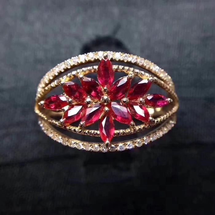 Ruby silver free size ring