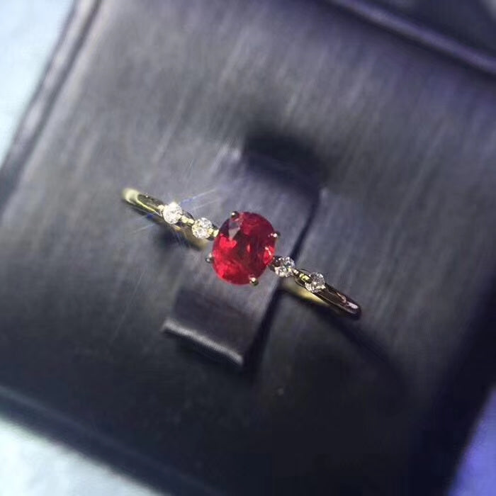 Ruby silver free size ring