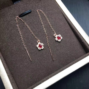 Ruby sterling silver dangle earrings - MOWTE