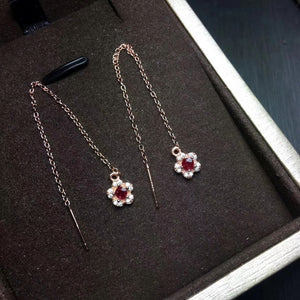 Ruby sterling silver dangle earrings - MOWTE
