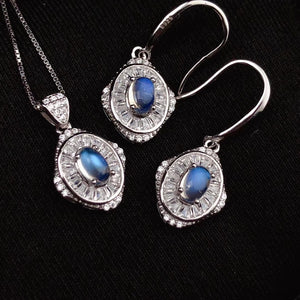 Sri Lanka blue moonstone silver sets - MOWTE