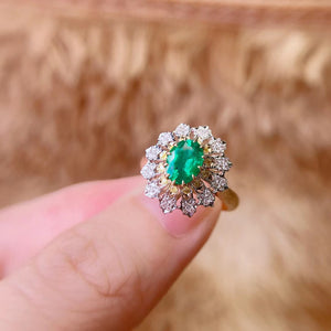 Natural 0.8ct emerald sterling silver ring - MOWTE