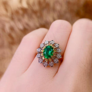 Natural 0.8ct emerald sterling silver ring - MOWTE