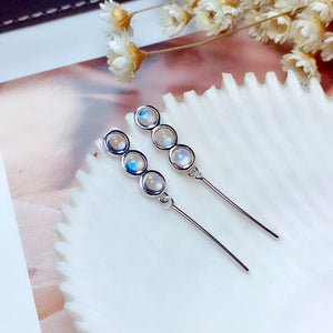 Fashion blue moonstone dangle silver earrings - MOWTE