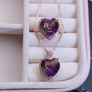Heart cut ametrine sterling silver jewelry sets - MOWTE