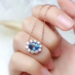 Fashion natural blue topaz sterling silver necklace - MOWTE