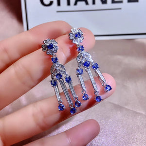 Natural sapphire sterling silver earrings - MOWTE