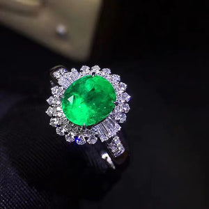Natural emerald sterling silver ring - MOWTE