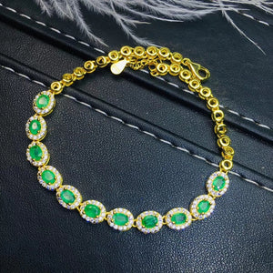 Natural emerald 925 sterling silver bracelet - MOWTE