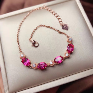 Pink topaz sterling silver bracelet - MOWTE