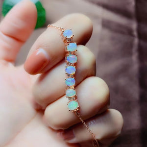 Fashion natural opal sterling silver bracelet - MOWTE