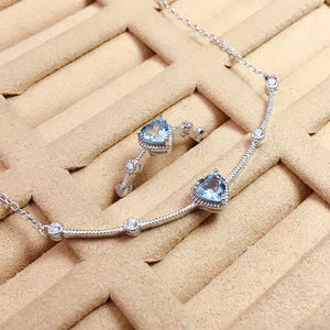 Natural aquamarine sterling silver jewelry set