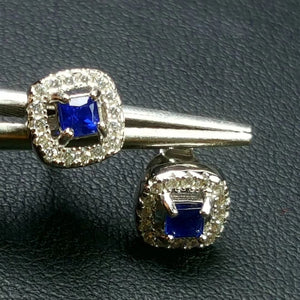 Royalblue sapphire sterling silver earrings