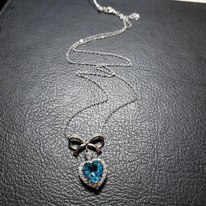 Natural blue topaz sterling silver necklace
