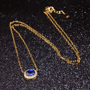 Royal blue sapphire sterling silver pendant & necklace