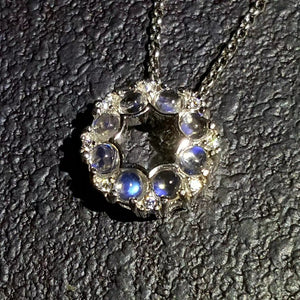 Fashion blue moonstone sterling silver necklace