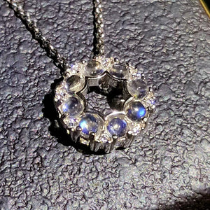 Fashion blue moonstone sterling silver necklace