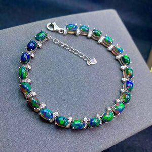 Fashion natural opal sterling silver bracelet